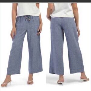 Martha Steward Women’s Wide-Leg Drawstring linen Pants - size S